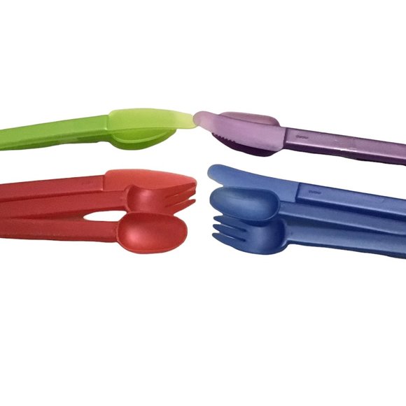 Vintage Packerware Plastic Service for 4 Dinner Plates bowls mugs utensils 28pc - Picture 6 of 7